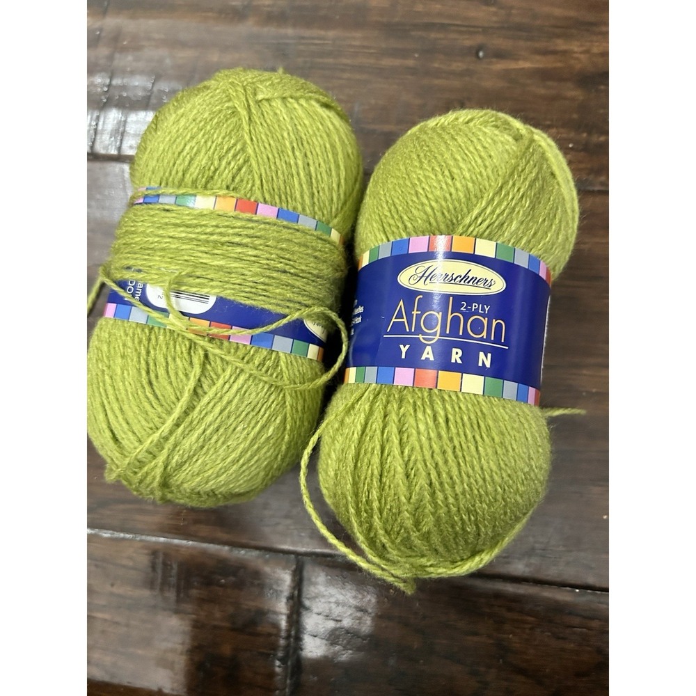 2 Skeins Herrscheners 2 Ply Afghan Acrylic Yarn Celadon Green 56g Color 0046